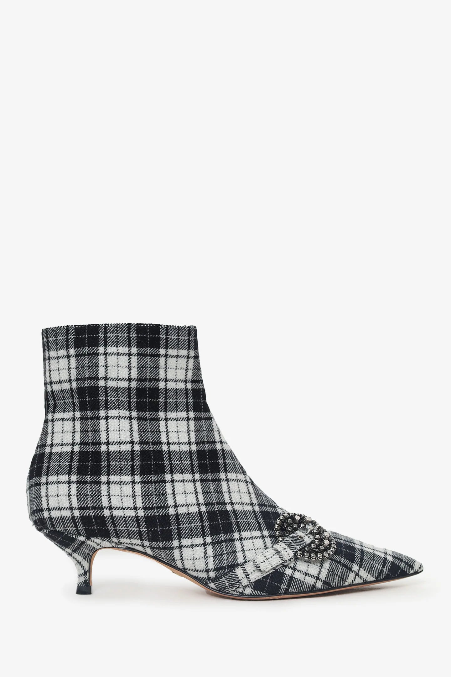 CD Black/White Plaid 'Dior Gang' Tartan Ankle Boots Size 38.5