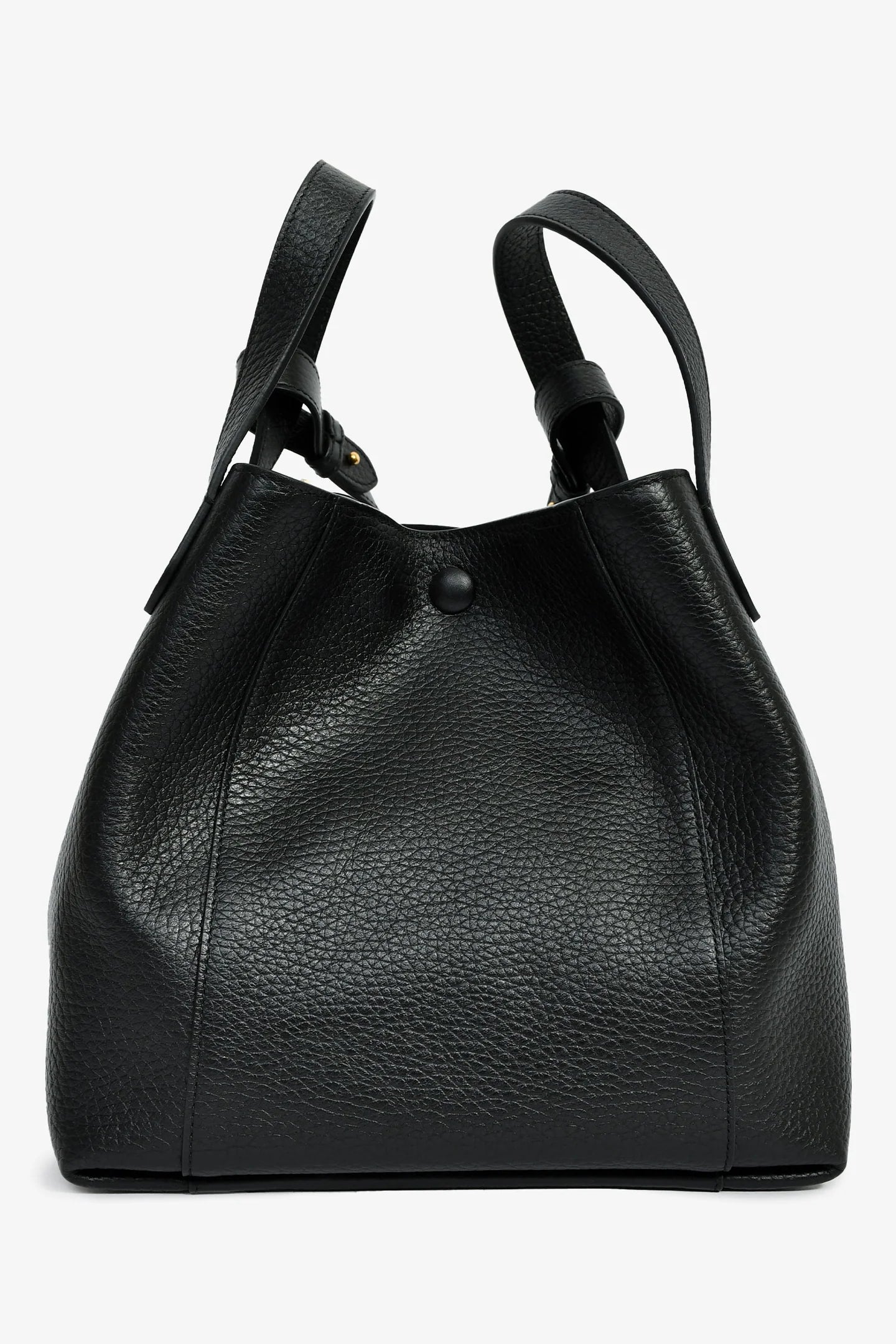CD Black Grained Calfskin Bucket Bag With Strap