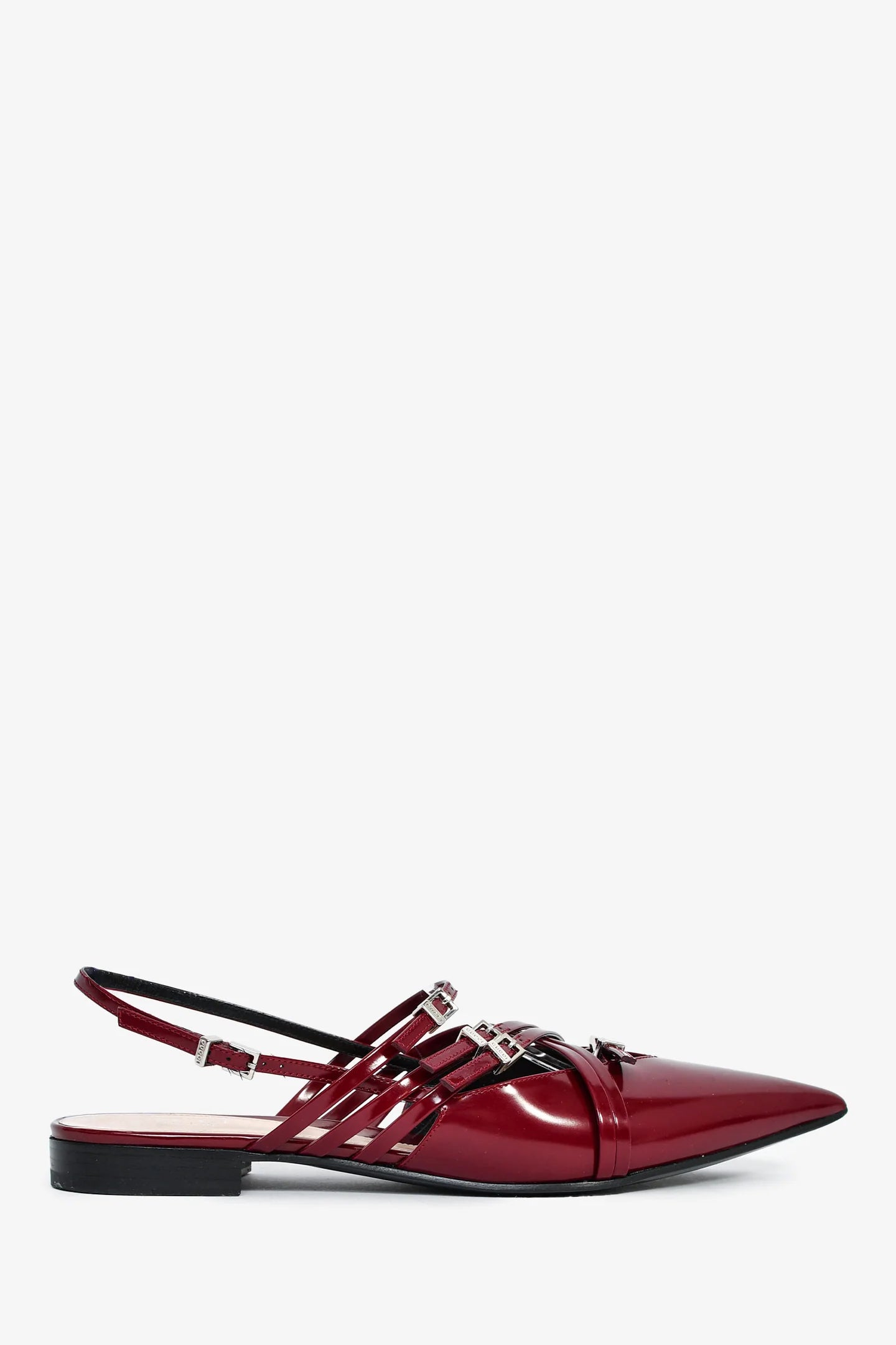GC Burgundy Leather Slingback Strappy Flats Size 38