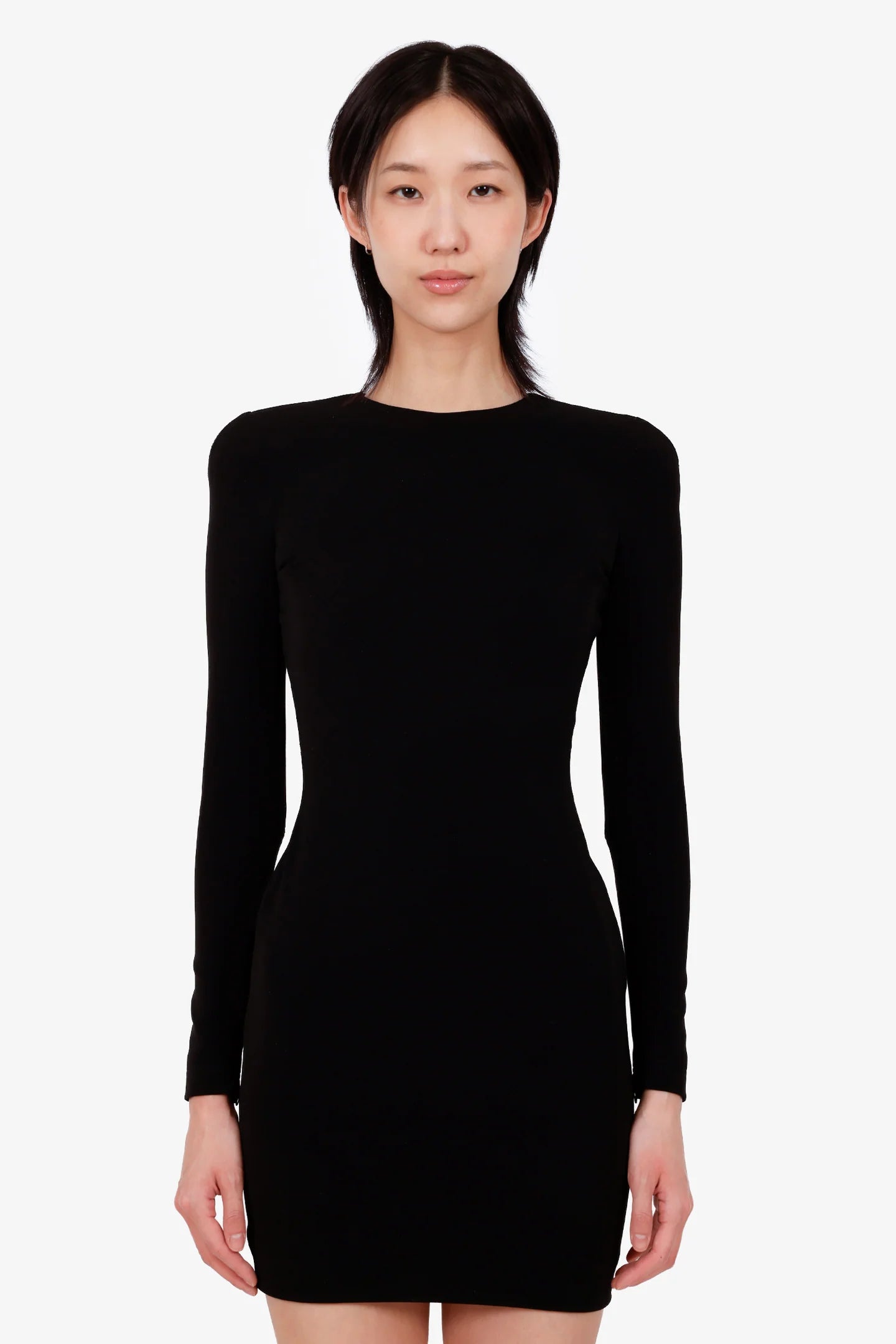 BG Black Shoulder Pads Long Sleeve Mini Dress Size 34