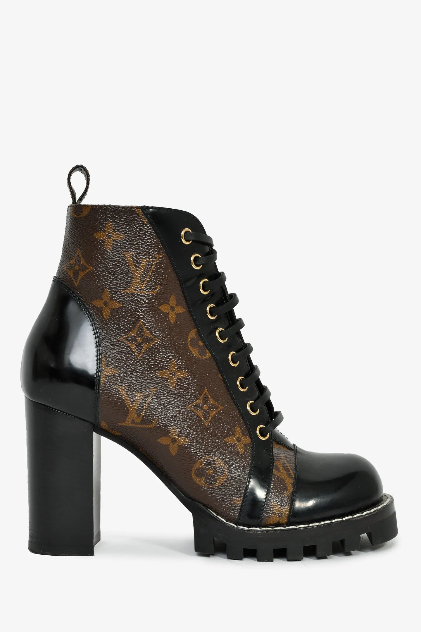 LV Black Monogram 'Star Trail' Lace-up Ankle Boots Size 36