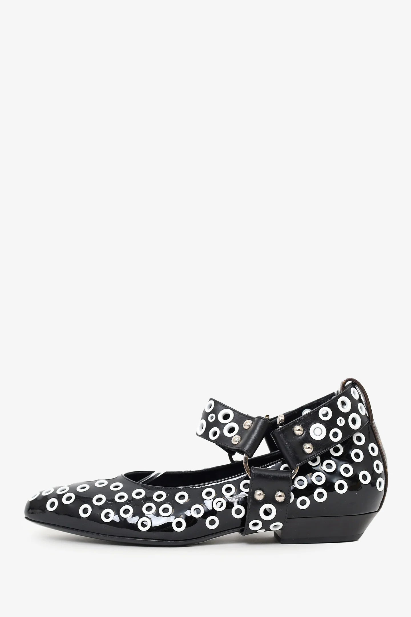 LV Black/White Patent Eyelet Ballet Flats Size 38.5