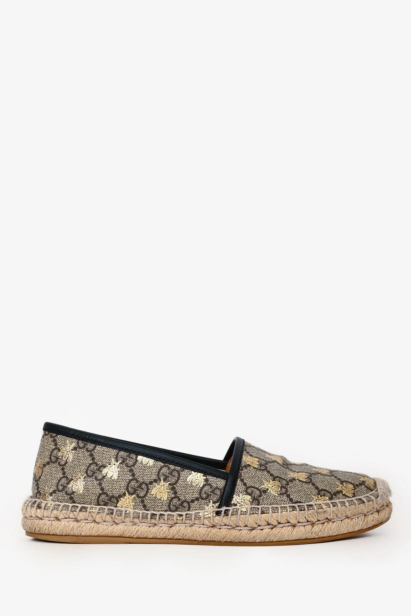 GC Beige Supreme Bee Print Coated Canvas Espadrilles Size 37.5