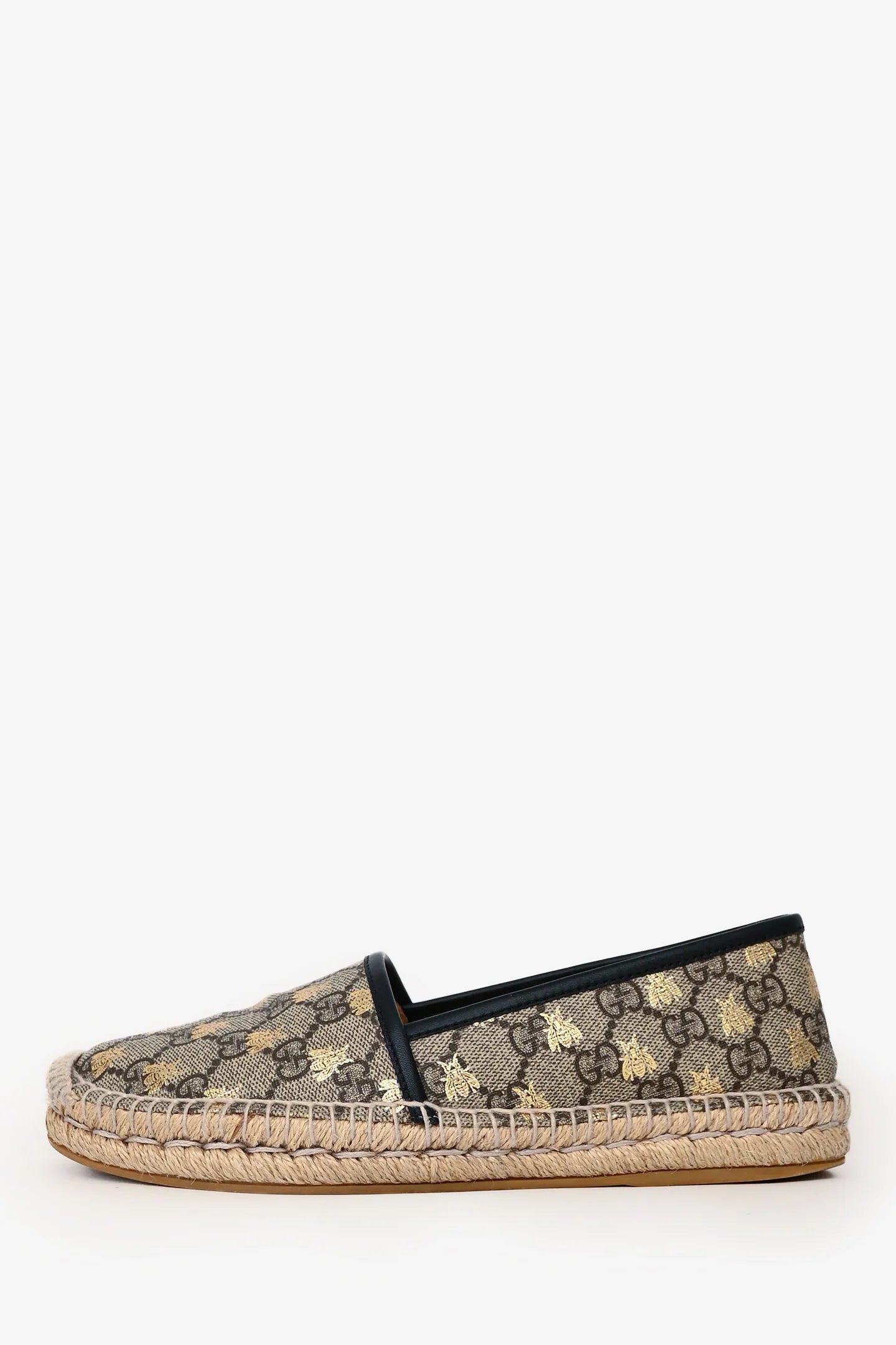 GC Beige Supreme Bee Print Coated Canvas Espadrilles Size 37.5