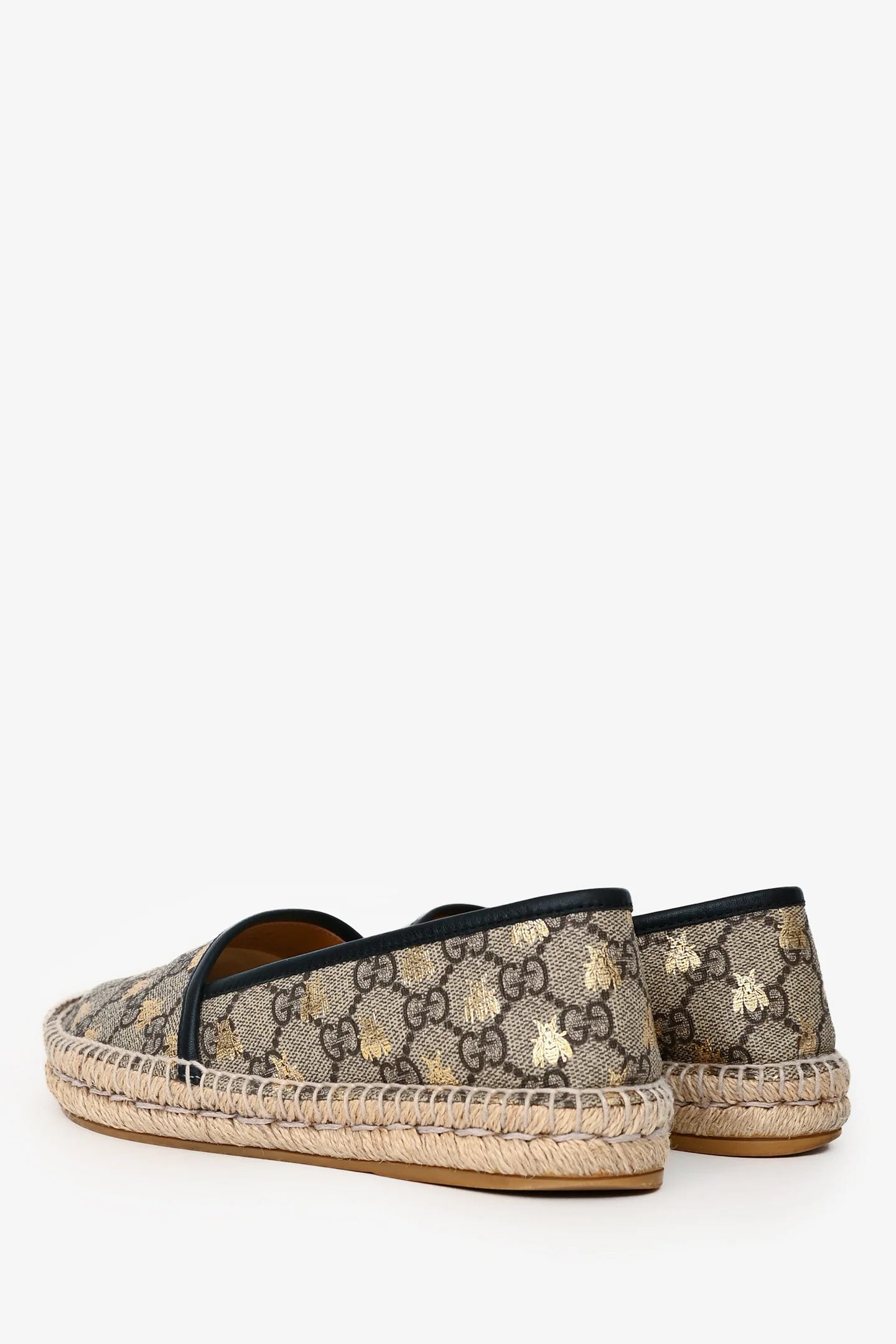 GC Beige Supreme Bee Print Coated Canvas Espadrilles Size 37.5