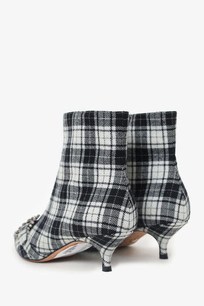CD Black/White Plaid 'Dior Gang' Tartan Ankle Boots Size 38.5