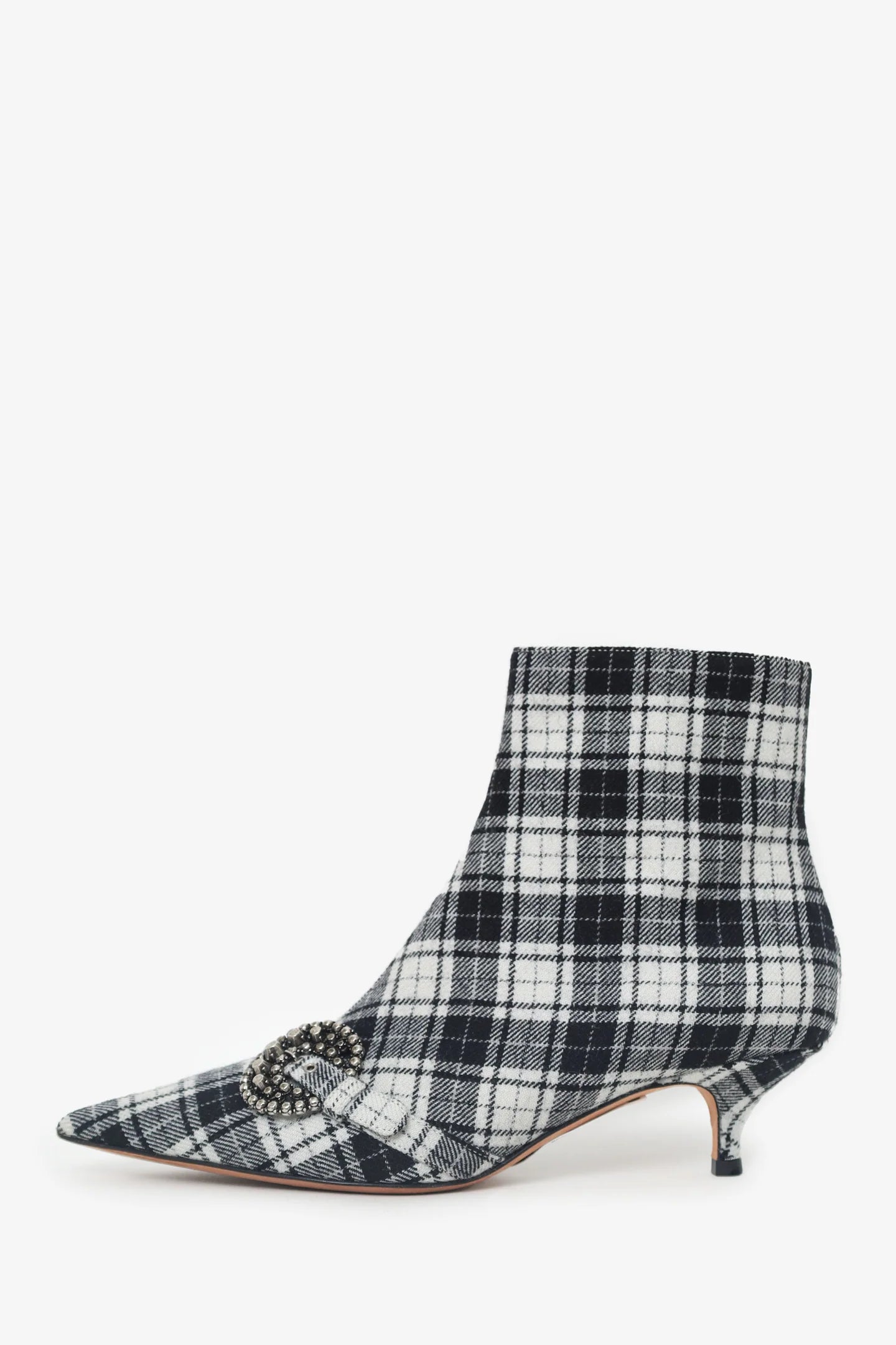 CD Black/White Plaid 'Dior Gang' Tartan Ankle Boots Size 38.5