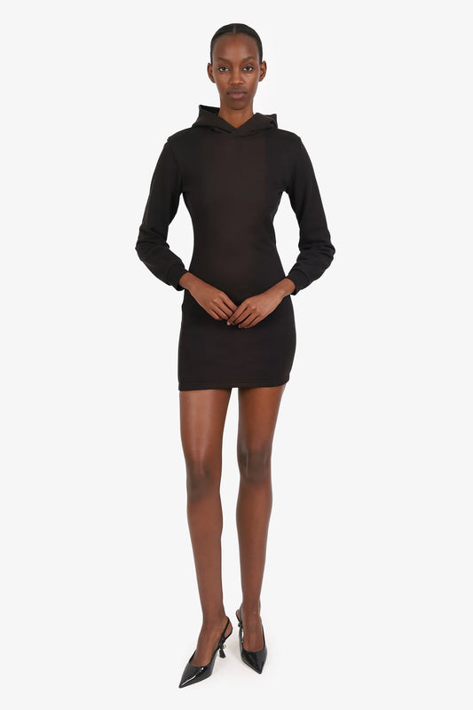 BG Black Hooded Long Sleeve Mini Dress Size XS
