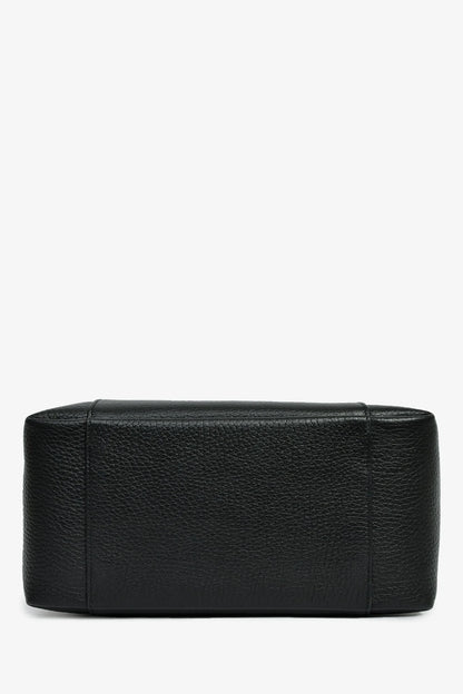 CD Black Grained Calfskin Bucket Bag With Strap