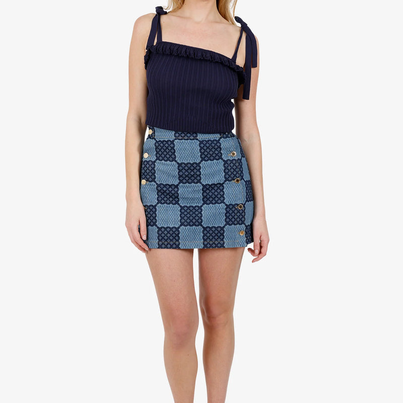 LV Blue Damier Denim Mini Skirt Size 36 'Altered'