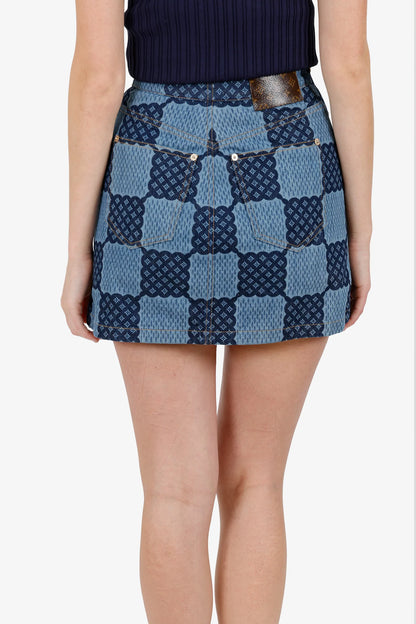 LV Blue Damier Denim Mini Skirt Size 36 'Altered'