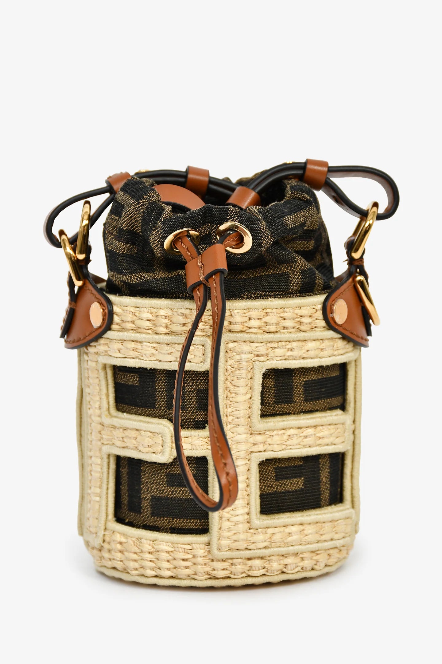 FD Brown/Beige Zucca FF Step Out Nano Bucket Bag