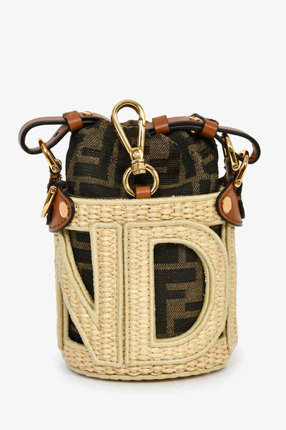 FD Brown/Beige Zucca FF Step Out Nano Bucket Bag