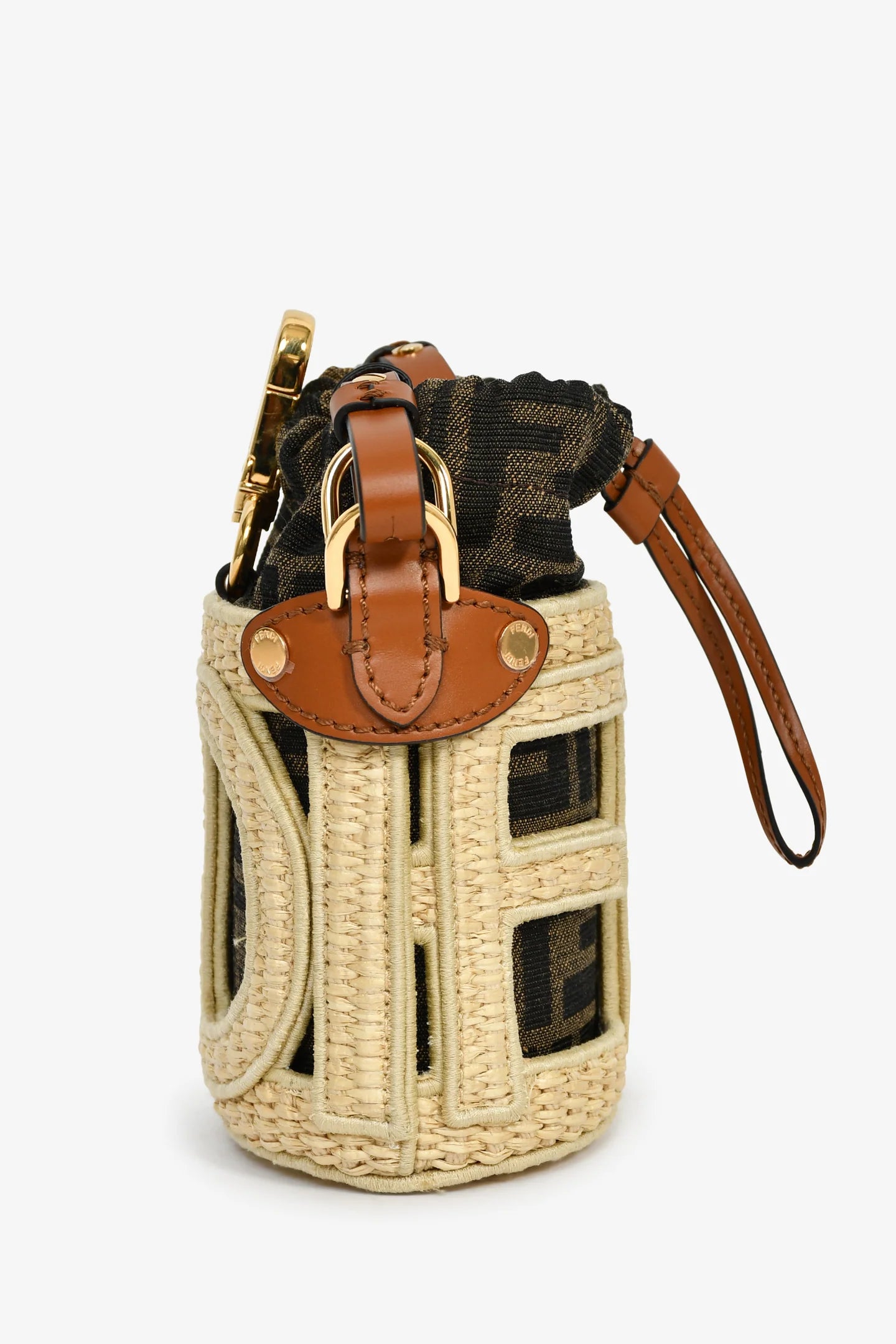 FD Brown/Beige Zucca FF Step Out Nano Bucket Bag