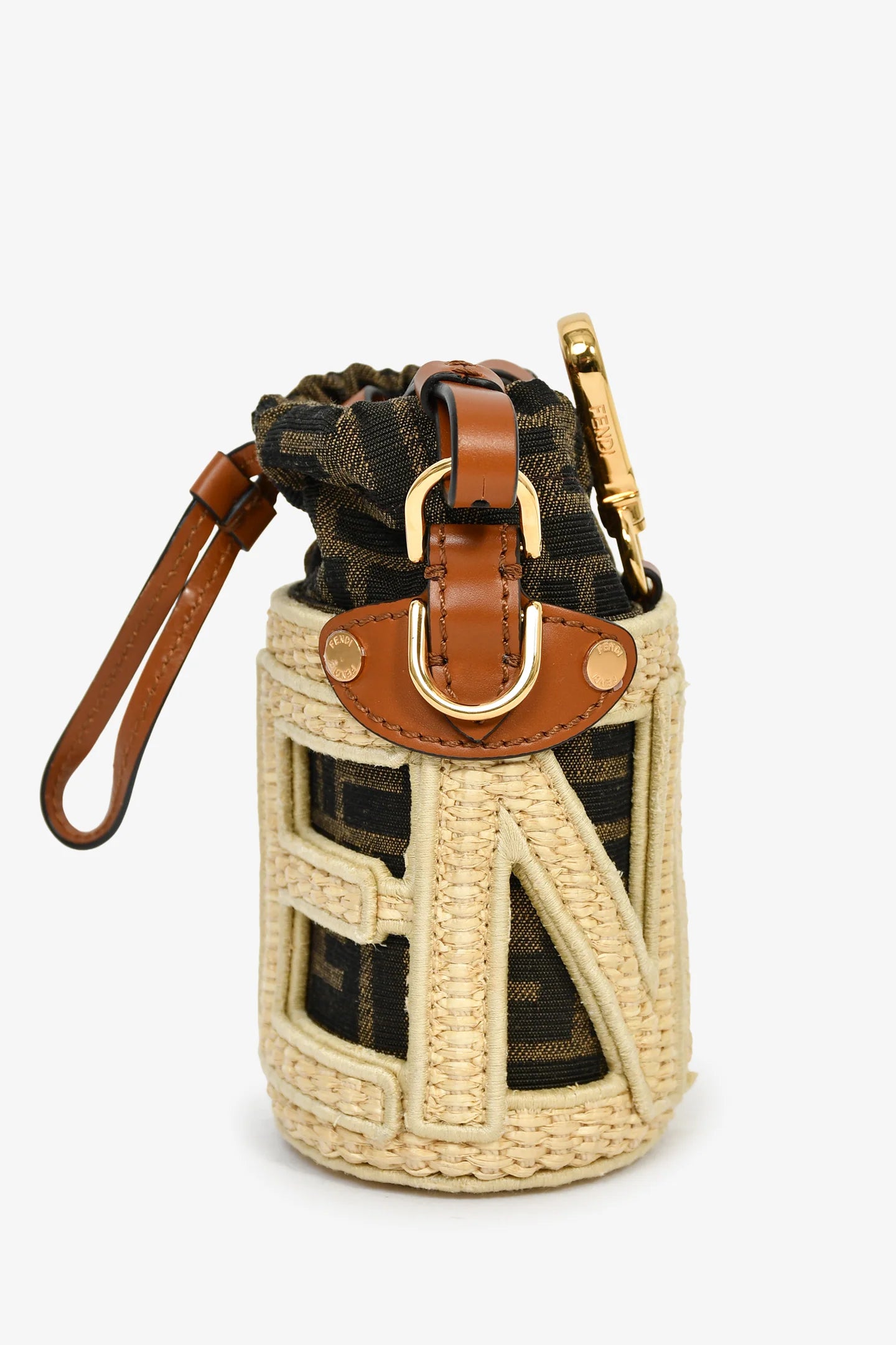 FD Brown/Beige Zucca FF Step Out Nano Bucket Bag