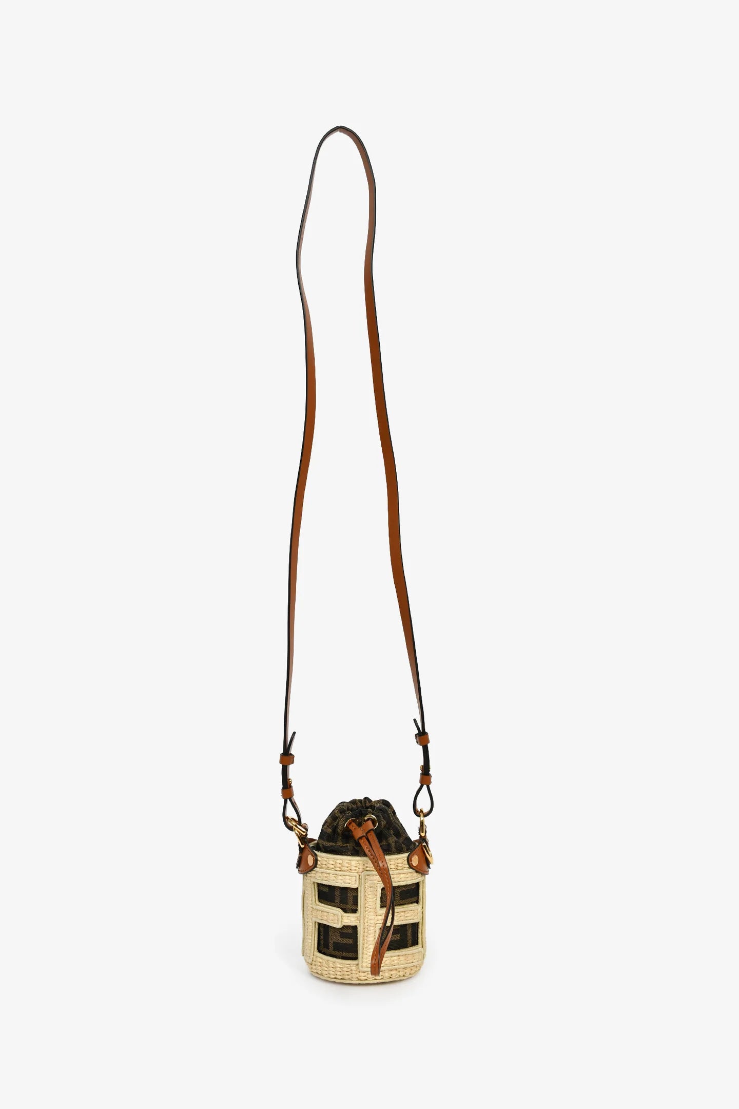 FD Brown/Beige Zucca FF Step Out Nano Bucket Bag