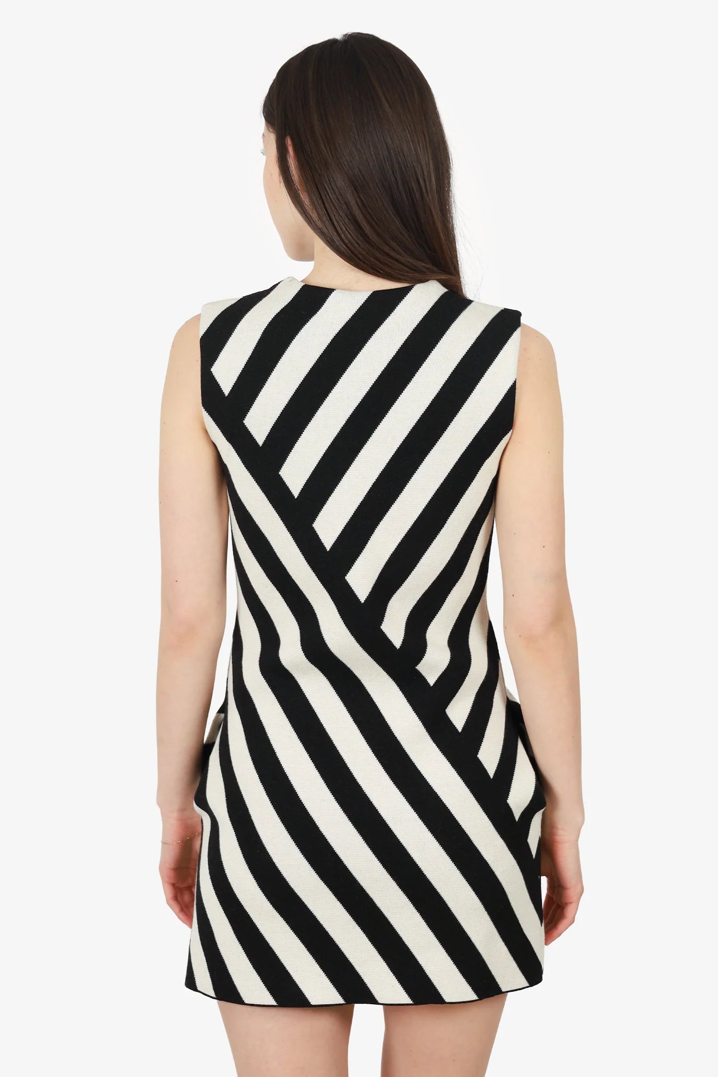 GC Black/White Jacquard Striped Sleeveless Dress Size XS