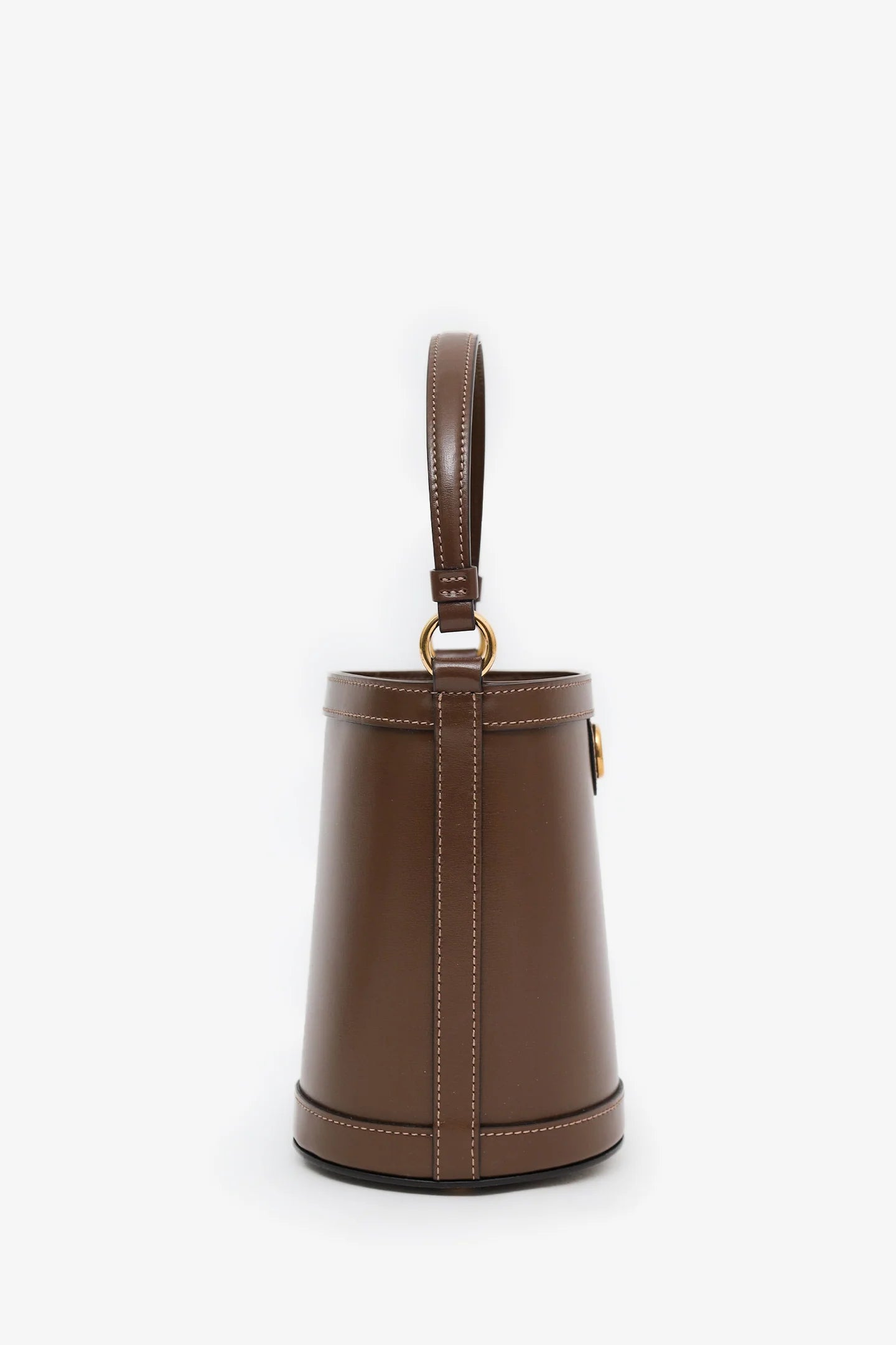 GC Brown Leather GG Canvas Ophidia Mini Bucket Bag