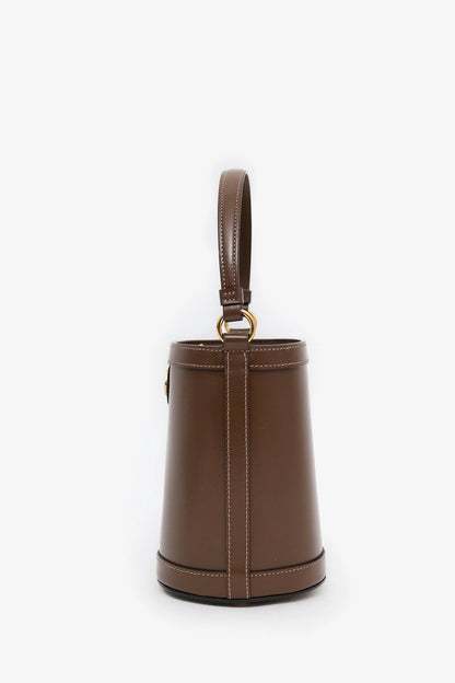 GC Brown Leather GG Canvas Ophidia Mini Bucket Bag