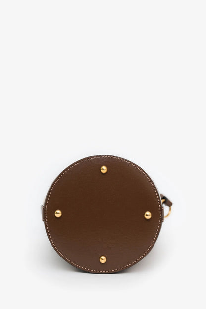 GC Brown Leather GG Canvas Ophidia Mini Bucket Bag