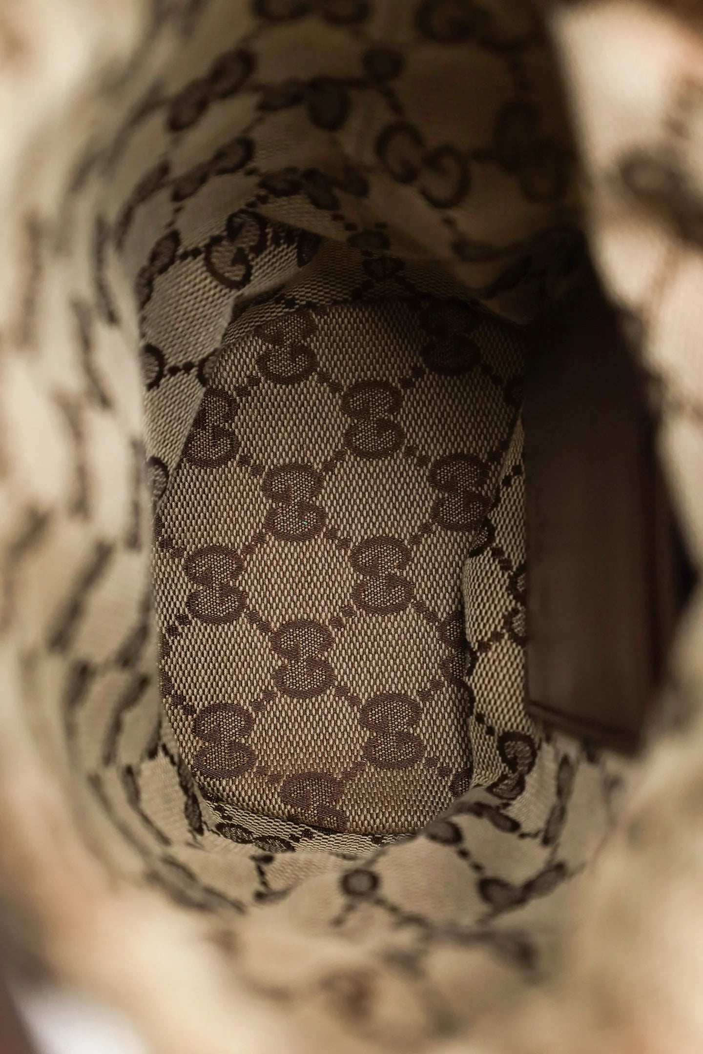 GC Brown Leather GG Canvas Ophidia Mini Bucket Bag