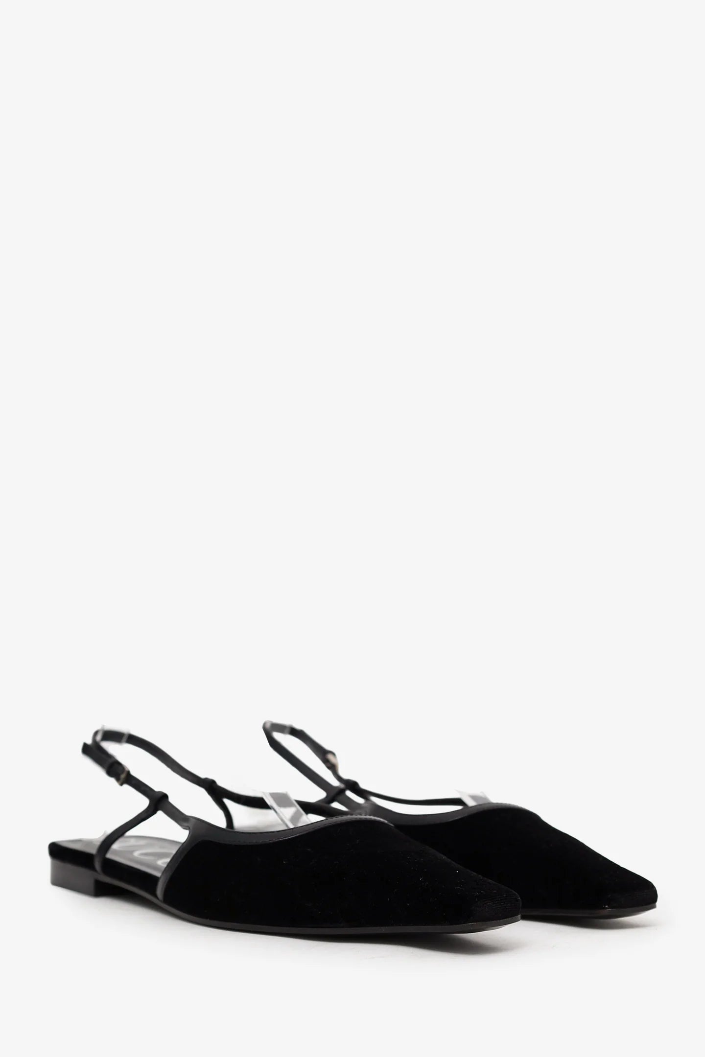 GC Black Velvet Slingback Flats Size 40