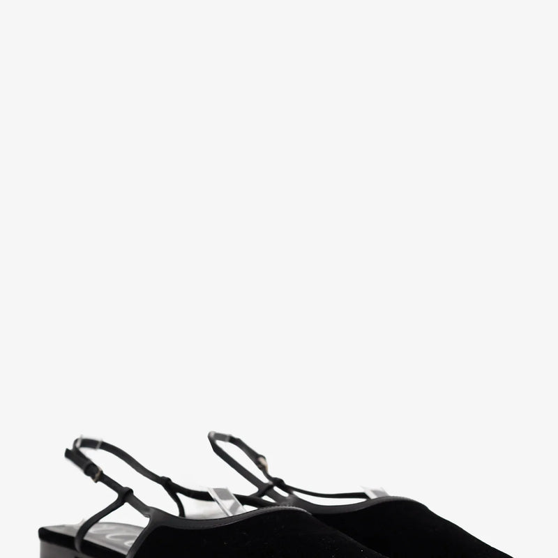 GC Black Velvet Slingback Flats Size 40