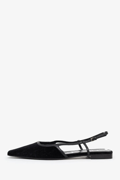 GC Black Velvet Slingback Flats Size 40