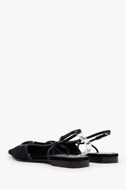 GC Black Velvet Slingback Flats Size 40
