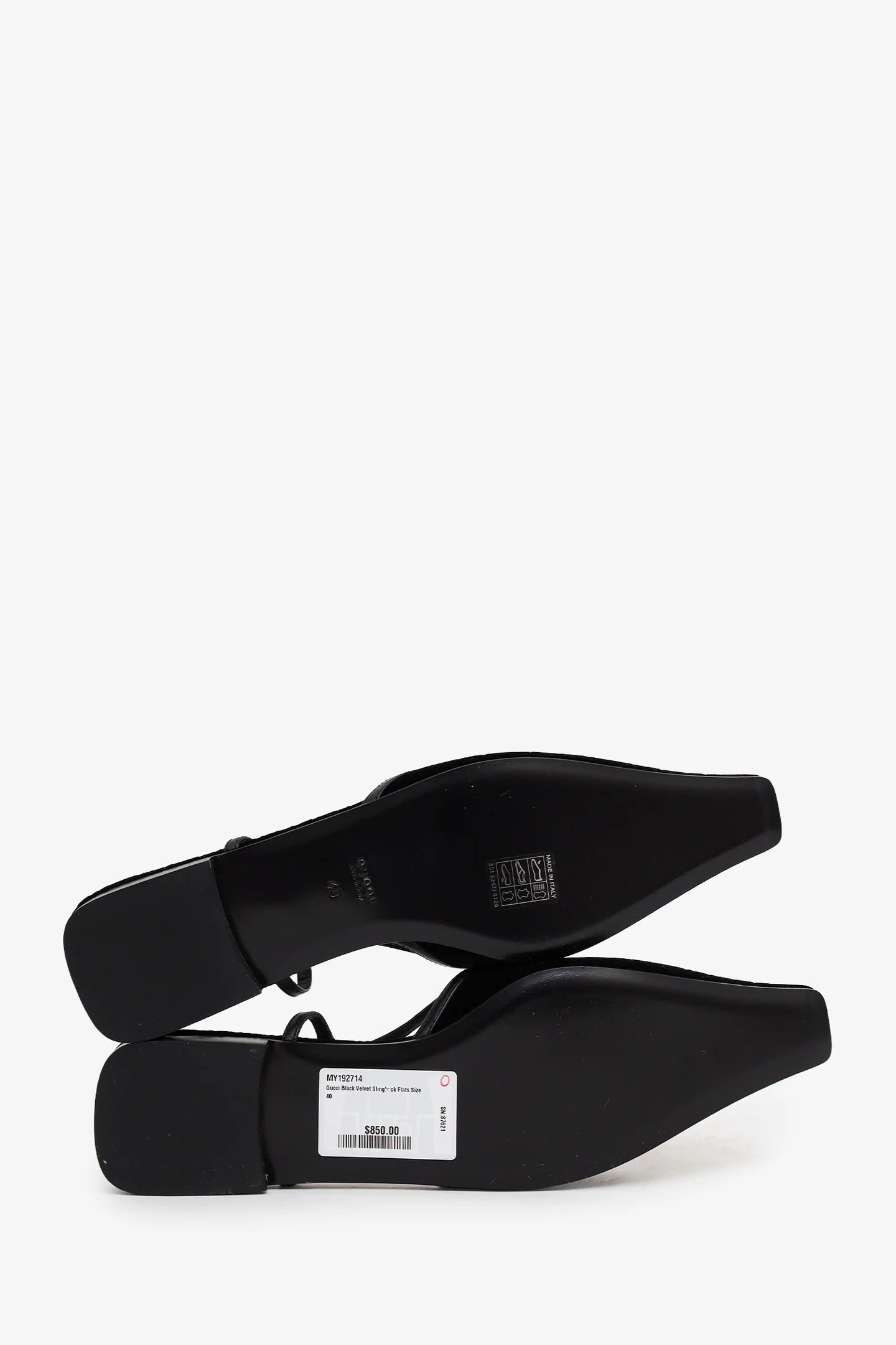 GC Black Velvet Slingback Flats Size 40