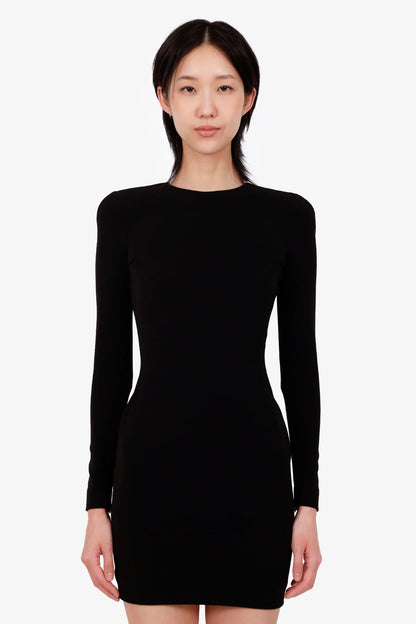 BG Black Shoulder Pads Long Sleeve Mini Dress Size 34