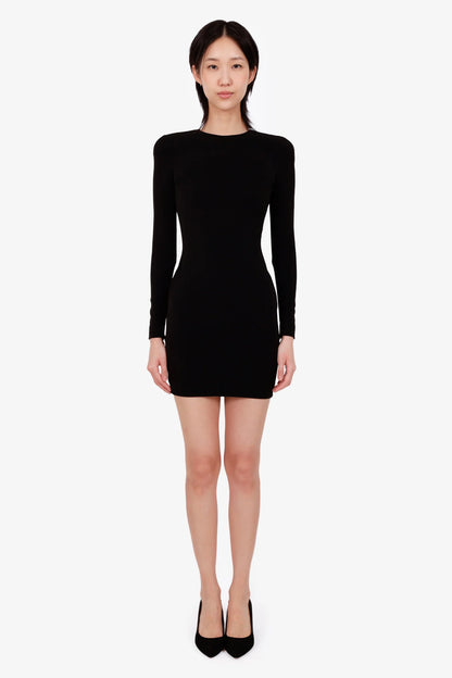 BG Black Shoulder Pads Long Sleeve Mini Dress Size 34