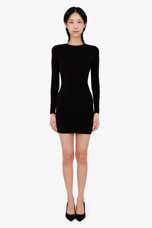 BG Black Shoulder Pads Long Sleeve Mini Dress Size 34