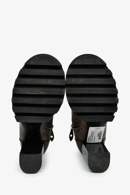 LV Black Monogram 'Star Trail' Lace-up Ankle Boots Size 36