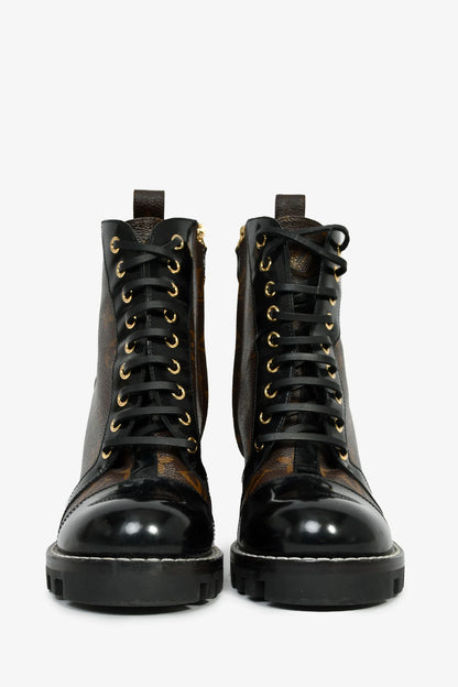 LV Black Monogram 'Star Trail' Lace-up Ankle Boots Size 36