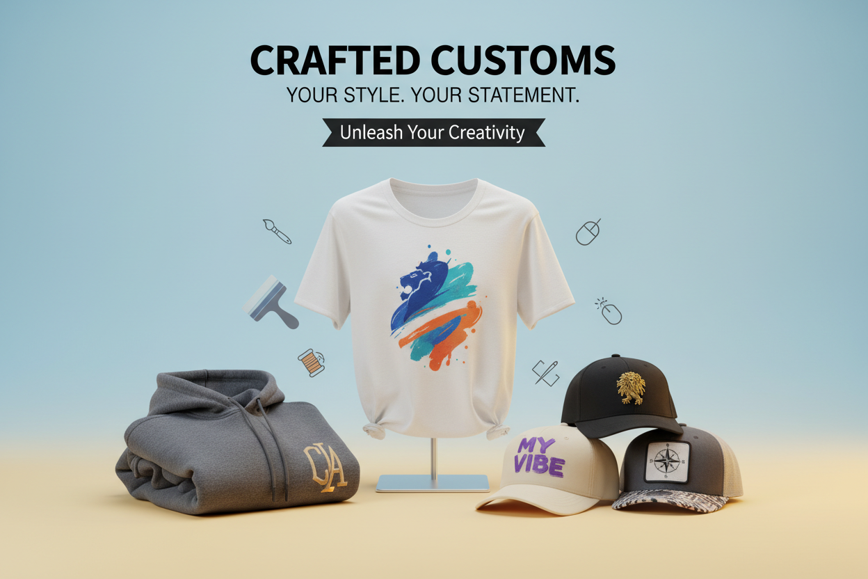 Generate a collection banner for custom apparels section